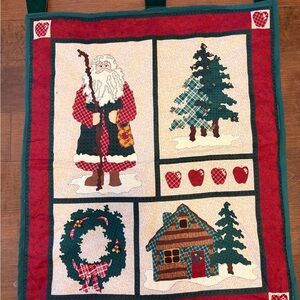 Festive Holiday Wall Hanging with Santa and Cabin Design